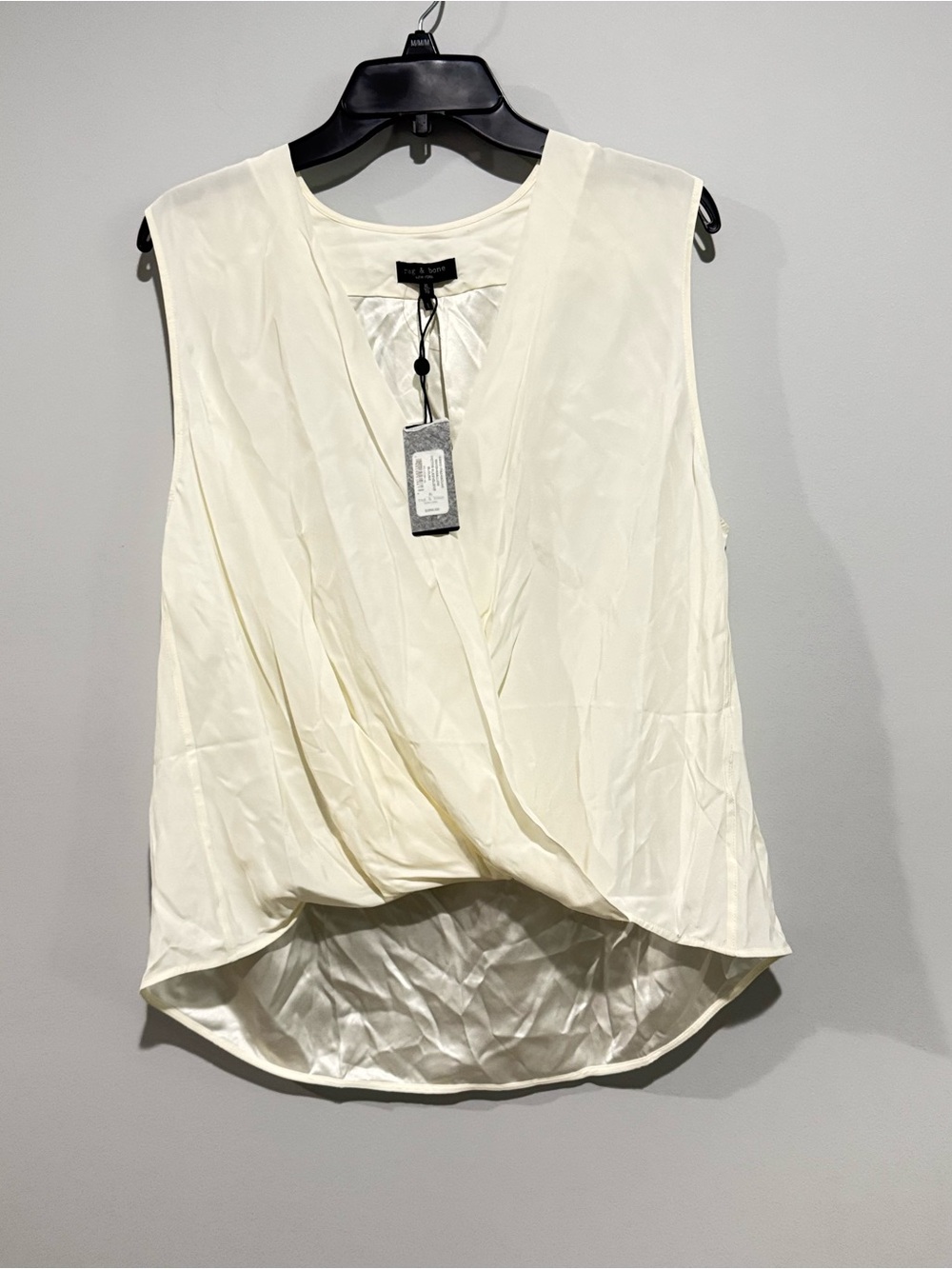 NWT Rag Bone silk Sleeveless V-Neck Wrap Front Top - Cream XL